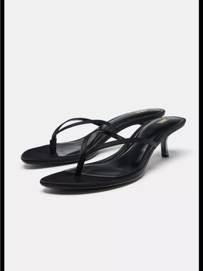Zara satin kitten heel sandals